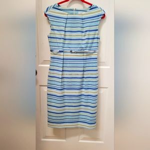 Calvin Klein Casual Midi Dress with Belt Size 6 Stripes-Very good condit…
